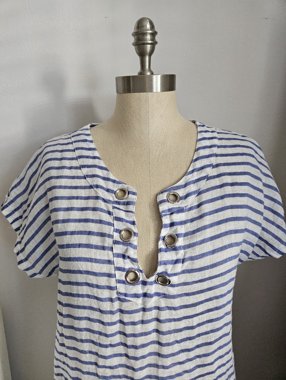 ALESSIA PACINI Italian Made Blue & White Linen Coverup / Dress | SZ S - Picture 5 of 11